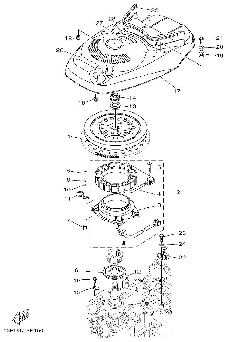 Yamaha F150DET, FL150DET GENERATOR parts diagram